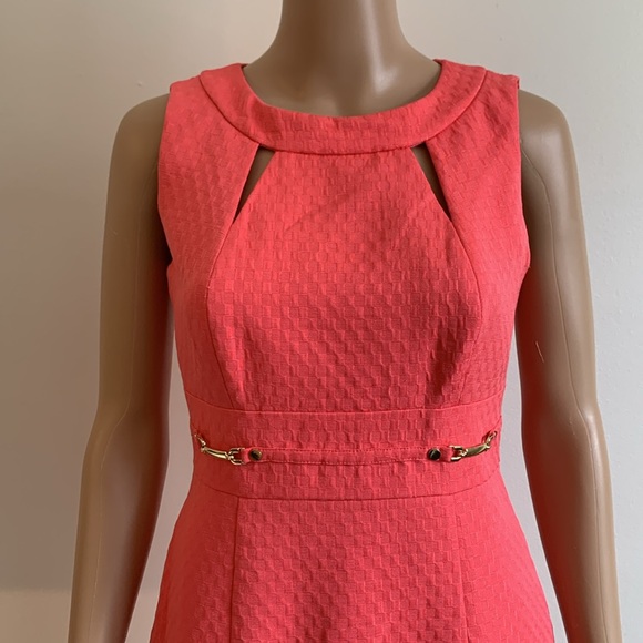 Tahari by Arthur S. Levine coral tailored dress size :2 - Picture 3 of 11